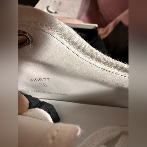 Celine Blank Low Lace Up Sneaker with Toe Cap in Canvas and Calfskin - Off White - Picture 5 of 16